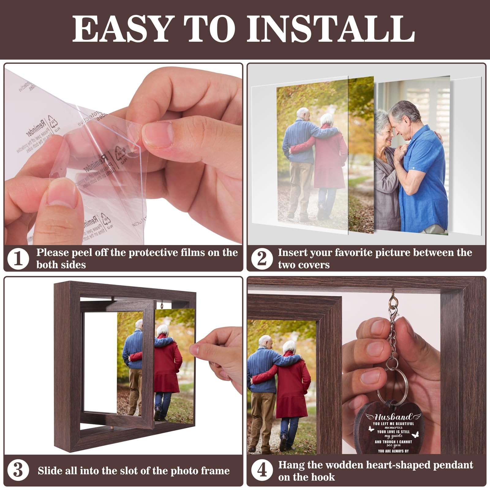 Boiveco Memorial Gifts for Loss of Husband, Sympathy Gift for Loss of Husband Memorial Picture Frame, In Memory of Husband Grief